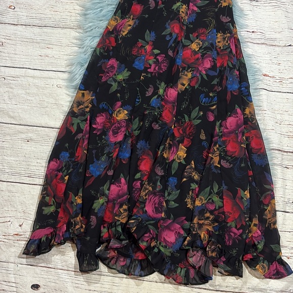 Hutch Vivid Shades Of Night Floral Bustier Chiffon Midi Dress - Picture 8 of 9